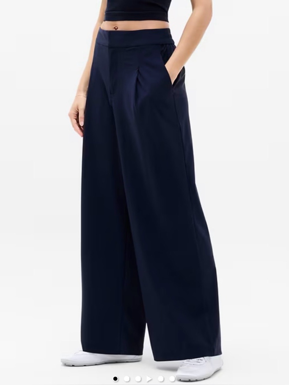 Athleta Pinnacle High Rise Trouser Pant Wide Leg Navy Blue Size 2 Sporty